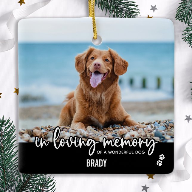 In Loving Memory Custom Dog Photo Pet Memorial Ceramic Ornament (Creator Uploaded)