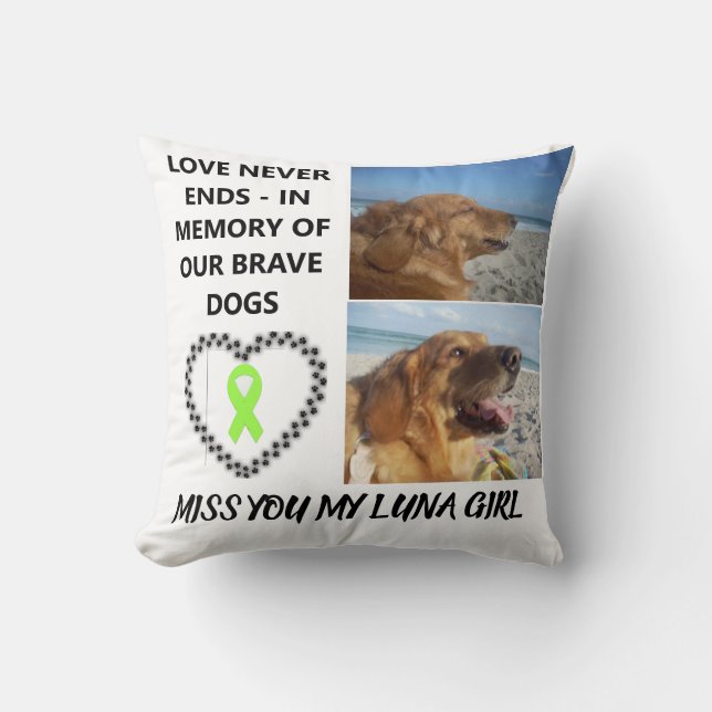 In Loving Memory - Custom Dog Tribute Throw Pillow (Front)
