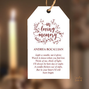 In Loving Memory, Custom Memorial Candle Favor Gift Tags