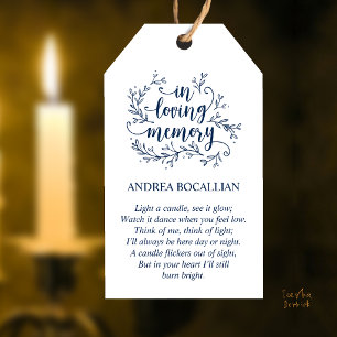 In Loving Memory, Custom Memorial Candle Favor Gift Tags