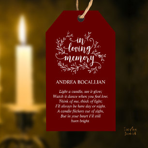 In Loving Memory, Custom Memorial Candle Favor Gift Tags