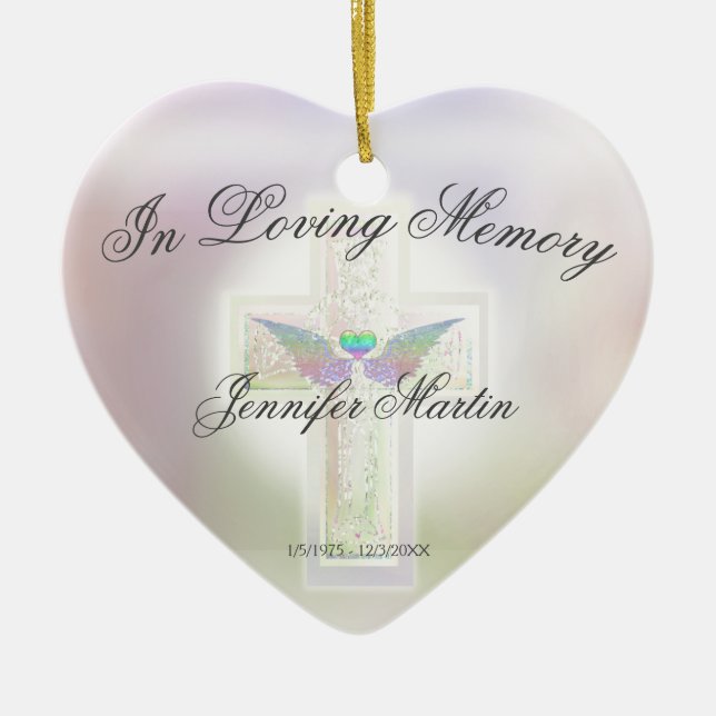 In Loving Memory Custom Memorial Ceramic Ornament (Front)