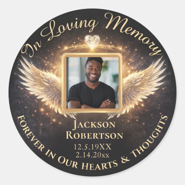 In Loving Memory Custom Memorial Classic Round Sticker (Front)