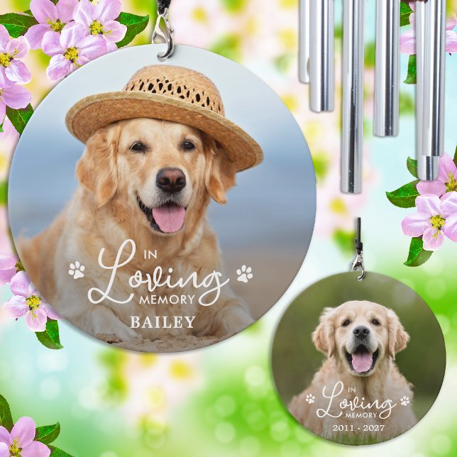 In Loving Memory Custom Pet Dog 2 Photo Memorial Wind Chime (Creator Uploaded)