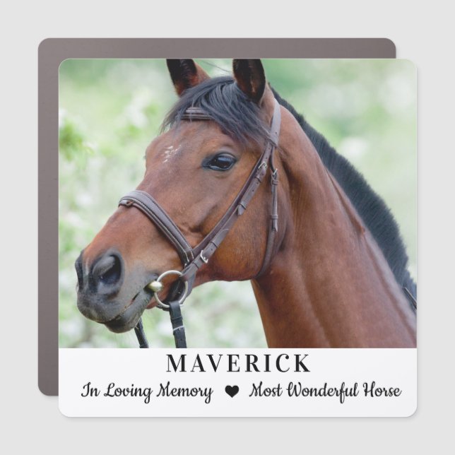 In Loving Memory Custom Pet Photo Horse Memorial Car Magnet (Front)