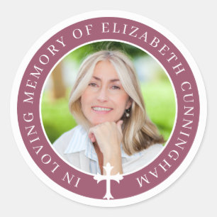 In Loving Memory Custom Photo and Cross Classic Round Sticker
