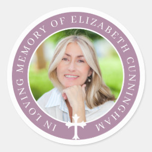 In Loving Memory Custom Photo and Cross Classic Round Sticker