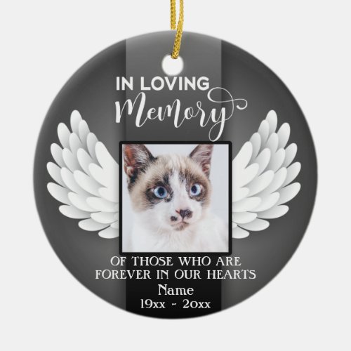 In Loving Memory Custom Photo Cat Memorial Ceramic Ornament
