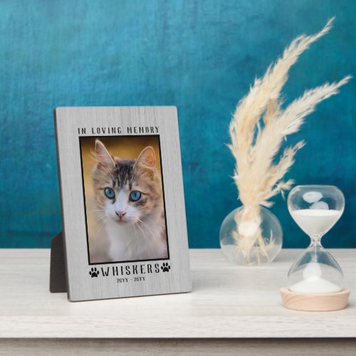In Loving Memory Custom Photo Cat Memorial Rustic Plaque