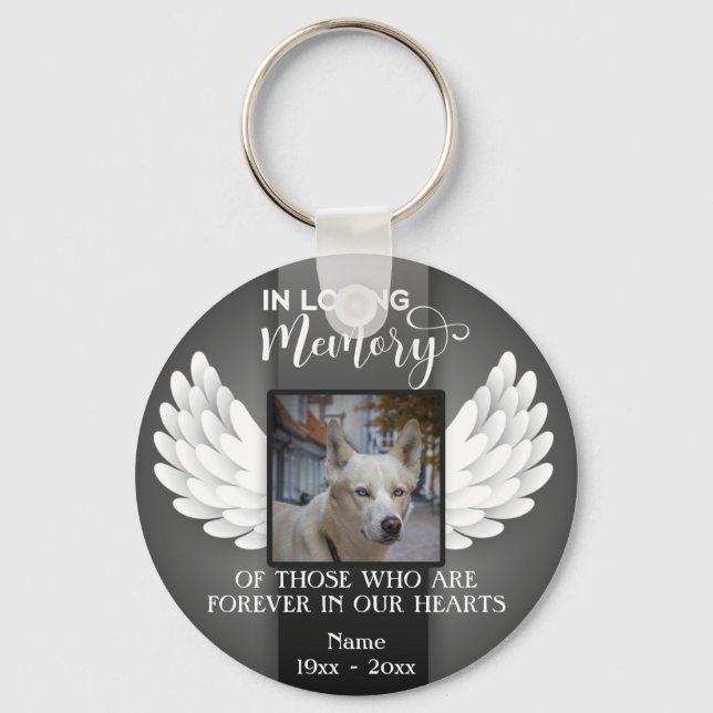 In Loving Memory Custom Photo, Dog Memorial Keychain (Front)