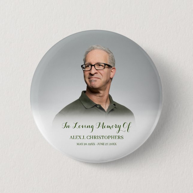 In Loving Memory Custom Photo Funeral Memorial Button (Front)