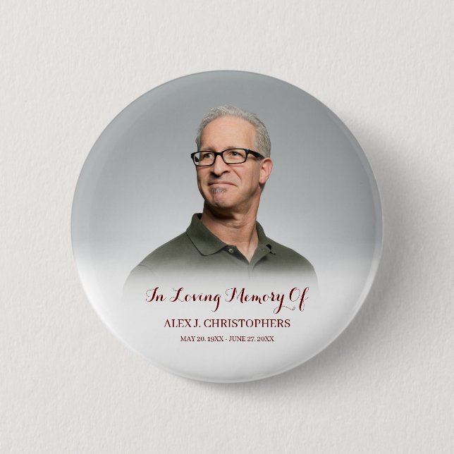 In Loving Memory Custom Photo Funeral Memorial Button (Front)