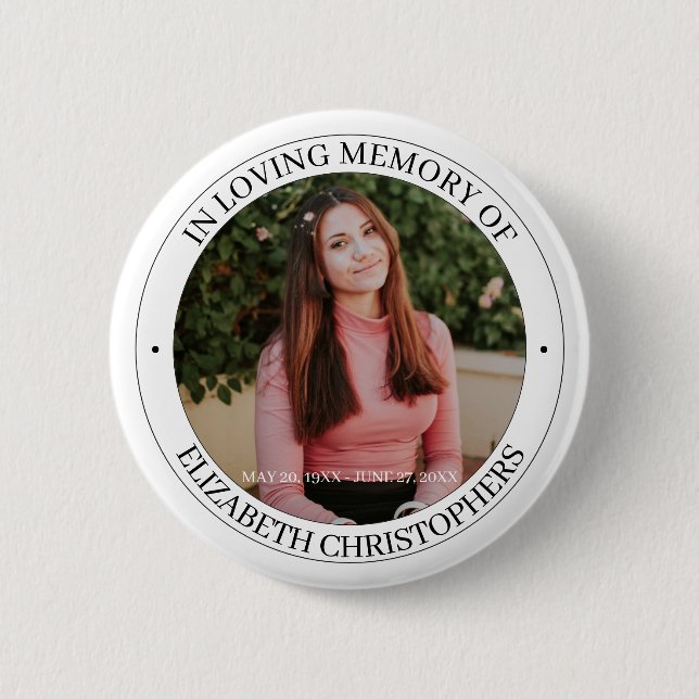 In Loving Memory Custom Photo Funeral Memorial Button (Front)