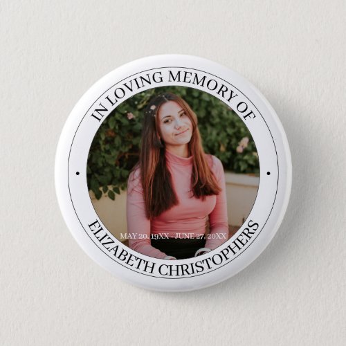 In Loving Memory Custom Photo Funeral Memorial Button