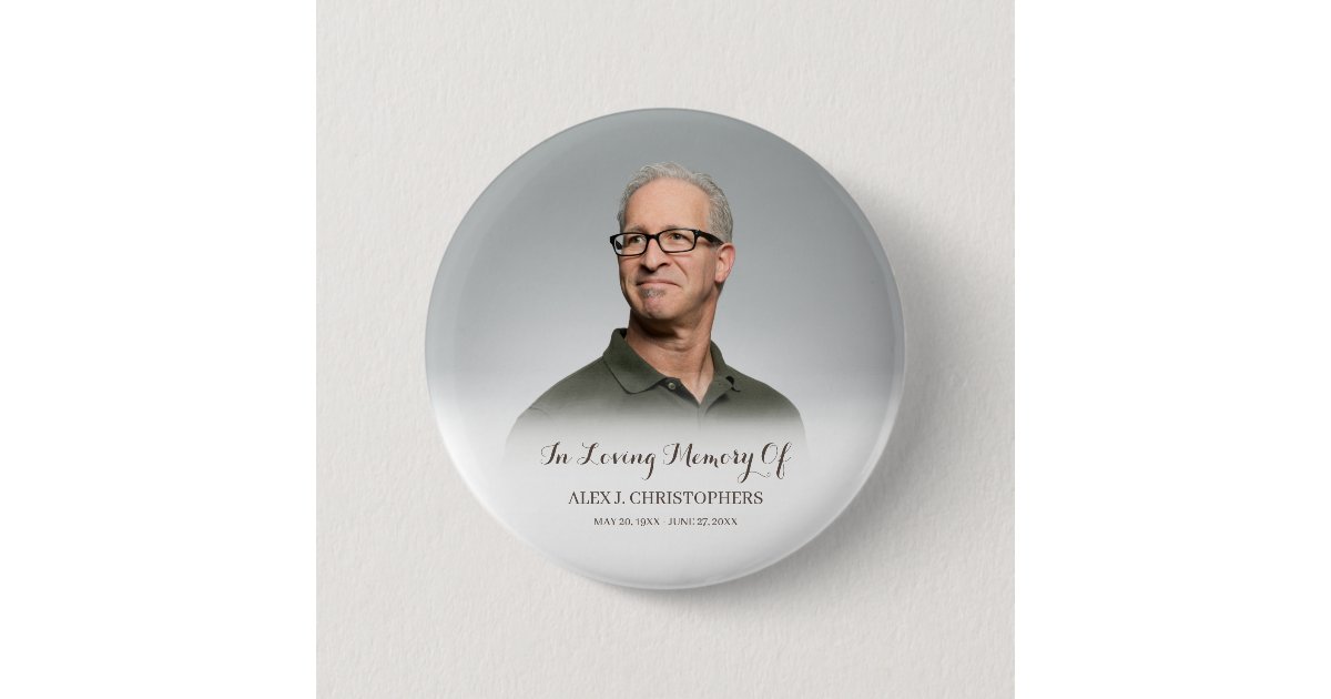 In Loving Memory Custom Photo Funeral Memorial Button | Zazzle