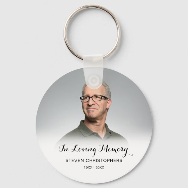 In Loving Memory Custom Photo Funeral Memorial Keychain (Front)