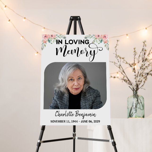 In loving Memory, Custom photo & Funeral Welcome Foam Board (In Situ (Stand))