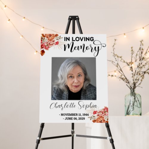 In loving Memory  Custom photo Funeral Welcome Foam Board