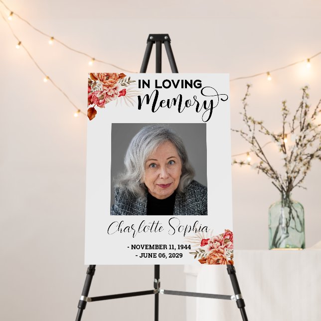 In loving Memory & Custom photo Funeral Welcome Foam Board (In Situ (Stand))