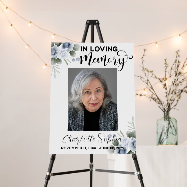 In loving Memory & Custom photo Funeral Welcome Foam Board (In Situ (Stand))