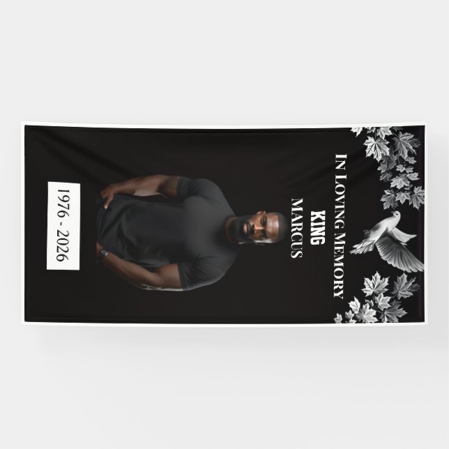 In Loving Memory Custom Photo Grave Cover Blanket  Banner (Horizontal)