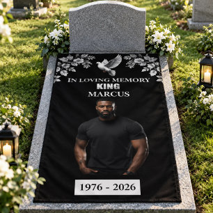 In Loving Memory Custom Photo Grave Cover Blanket Banner