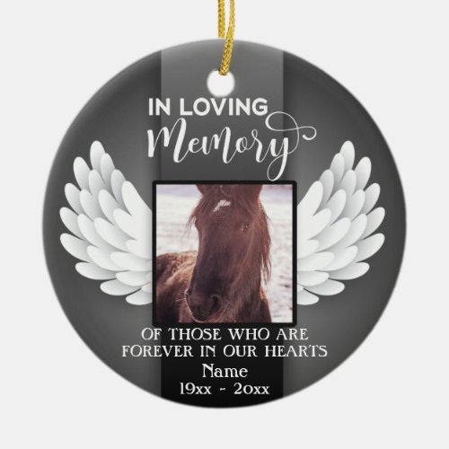 In Loving Memory Custom Photo Horse Memorial Ceramic Ornament