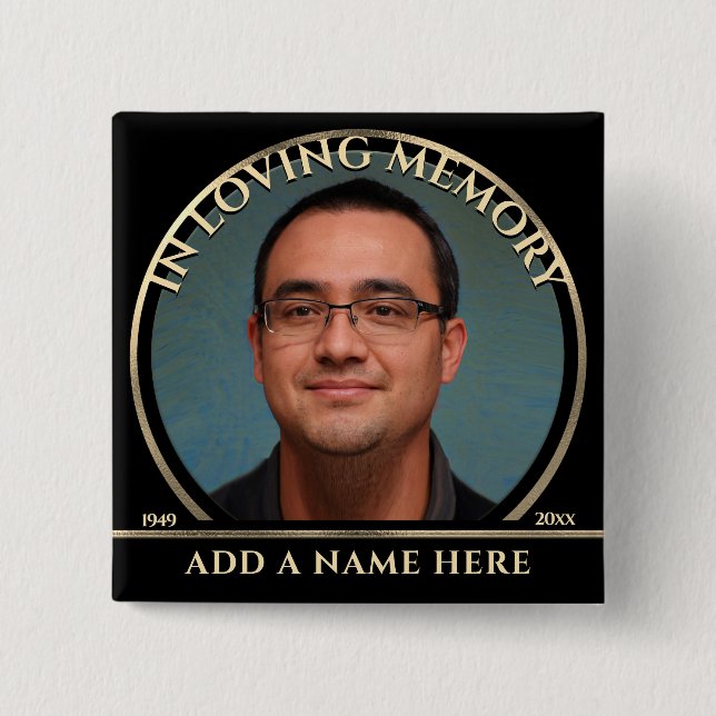 In Loving Memory Custom Photo Memorial Button (Front)