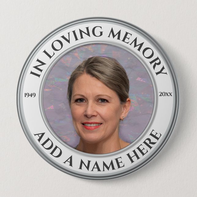 In Loving Memory Custom Photo Memorial Button (Front)