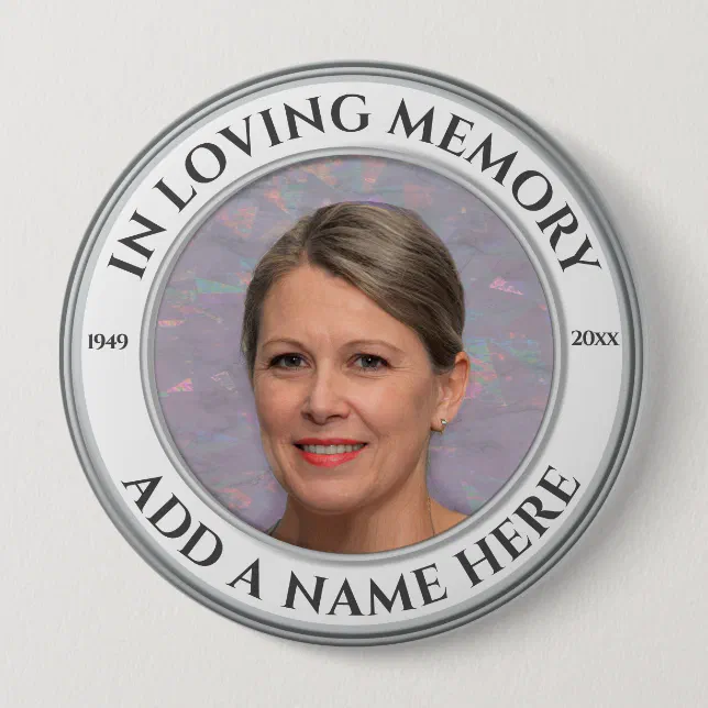 In Loving Memory Custom Photo Memorial Button | Zazzle