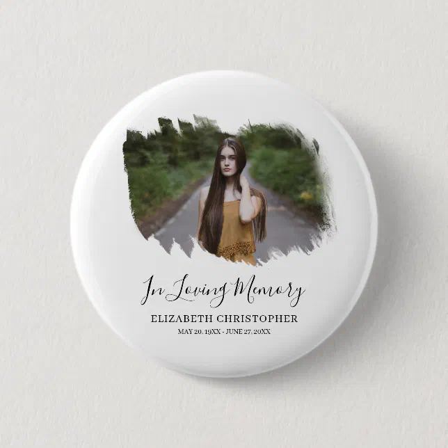 In Loving Memory Custom Photo Memorial Funeral Button | Zazzle
