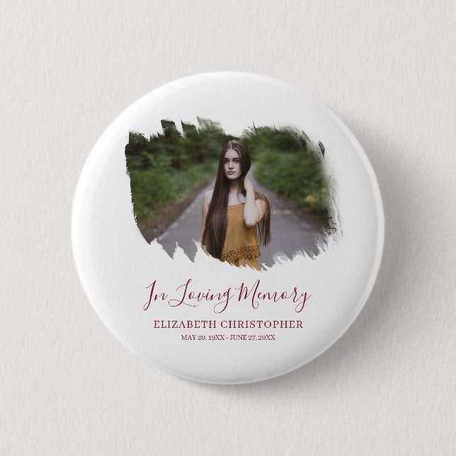 In Loving Memory Custom Photo Memorial Funeral Button (Front)