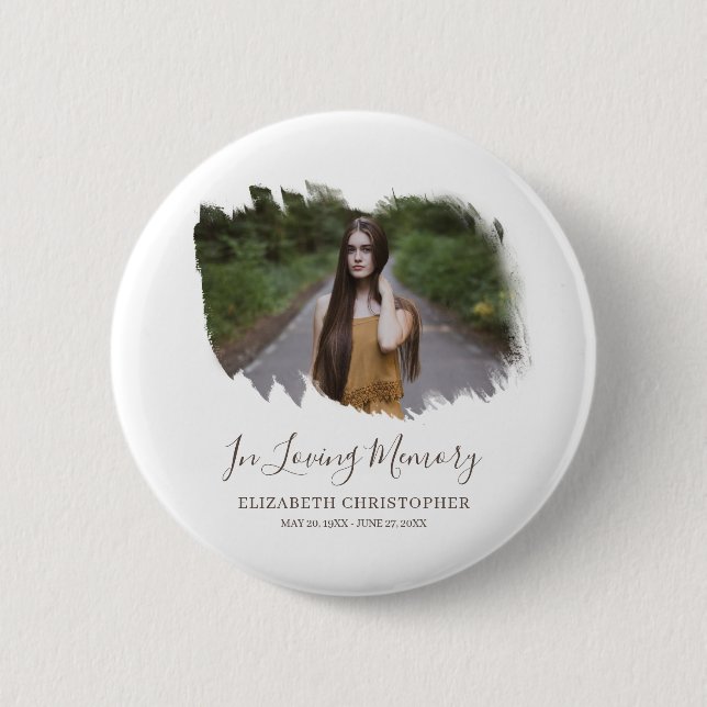 In Loving Memory Custom Photo Memorial Funeral Button (Front)