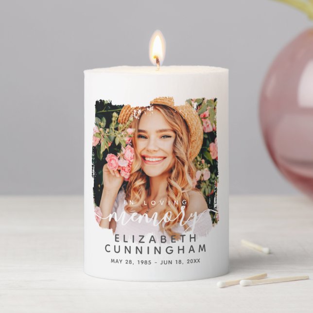 In Loving Memory Custom Photo Memorial Pillar Candle (In Situ)