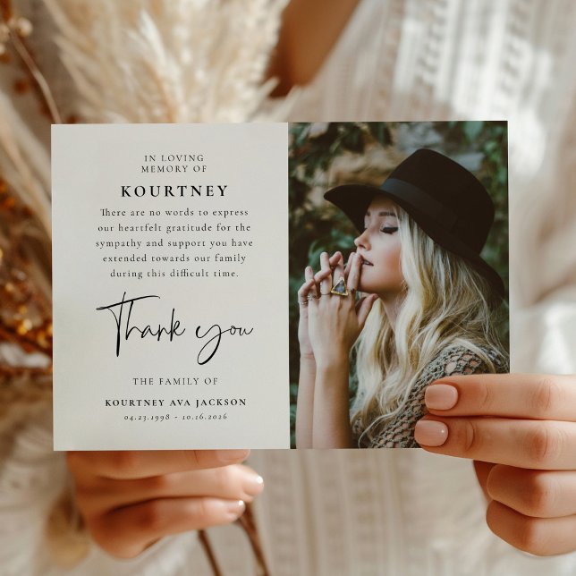 In Loving Memory Custom Photo & Message Sympathy  Thank You Card (Creator Uploaded)