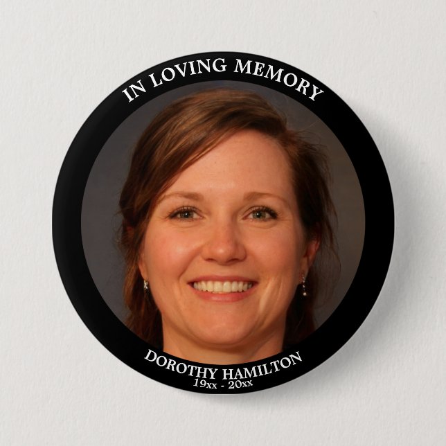 In Loving Memory Custom Photo Personalized Funeral Button (Front)