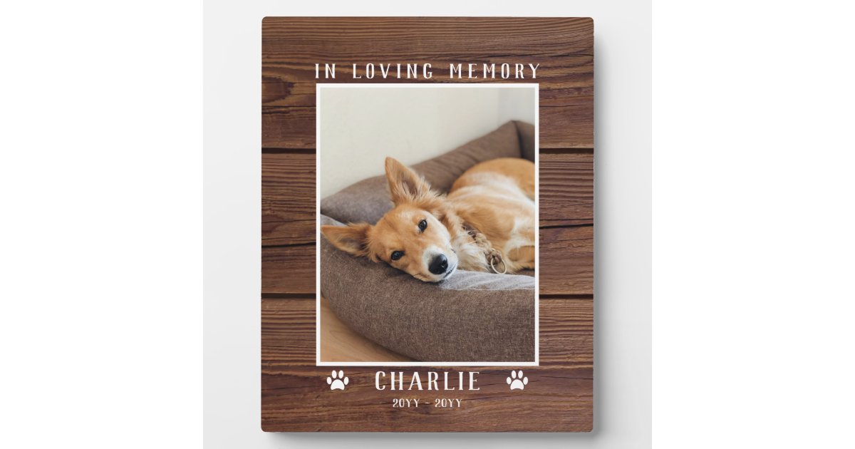 In Loving Memory Custom Photo Pet Memorial Rustic Plaque | Zazzle