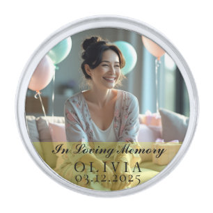 In Loving Memory Custom Photo Silver Finish Lapel Pin