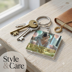 In Loving Memory Custom Photo Square Keychain
