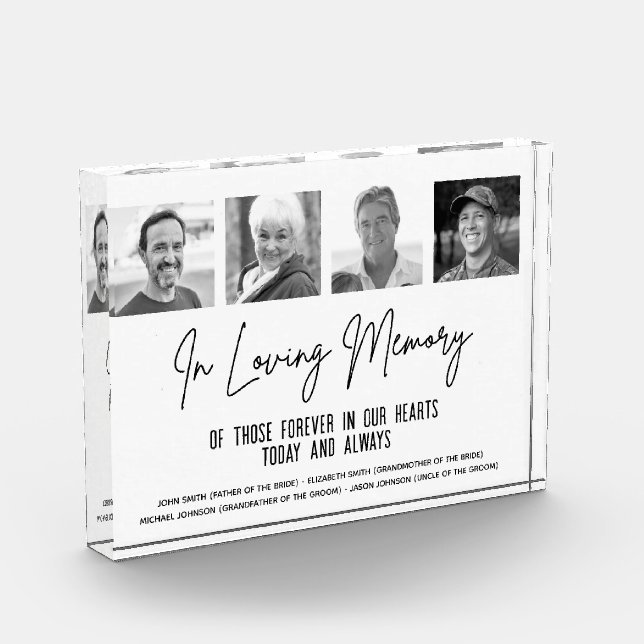 In Loving Memory Custom Photo Wedding Memorial Block (Left)