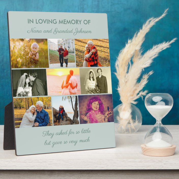 In Loving Memory Custom Saying 9 Photo Collage Plaque