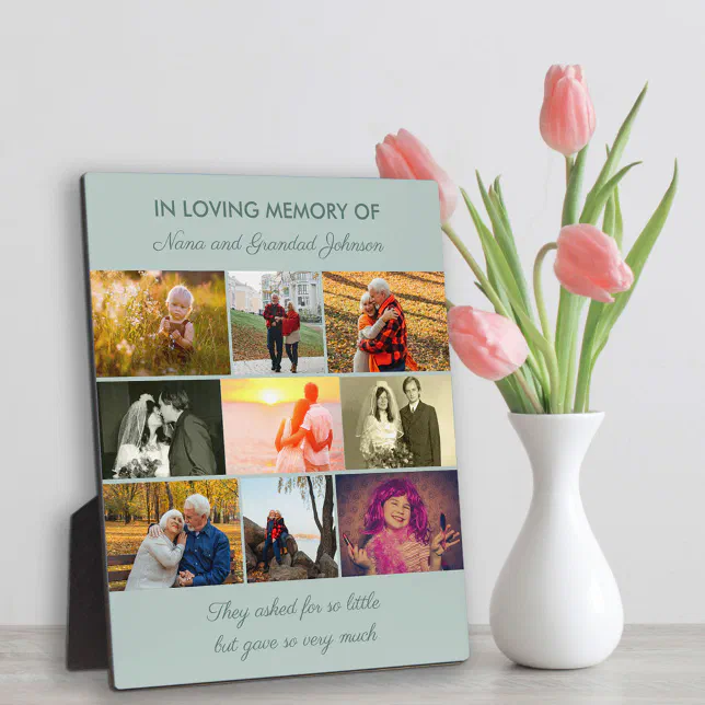 In Memory Collge In Loving Memory Custom Saying 9 Photo Collage Plaque | Zazzle