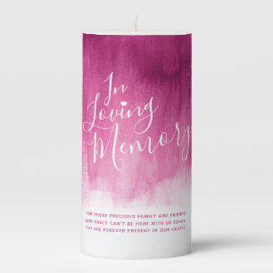 In loving memory custom wedding memorial red pink pillar candle