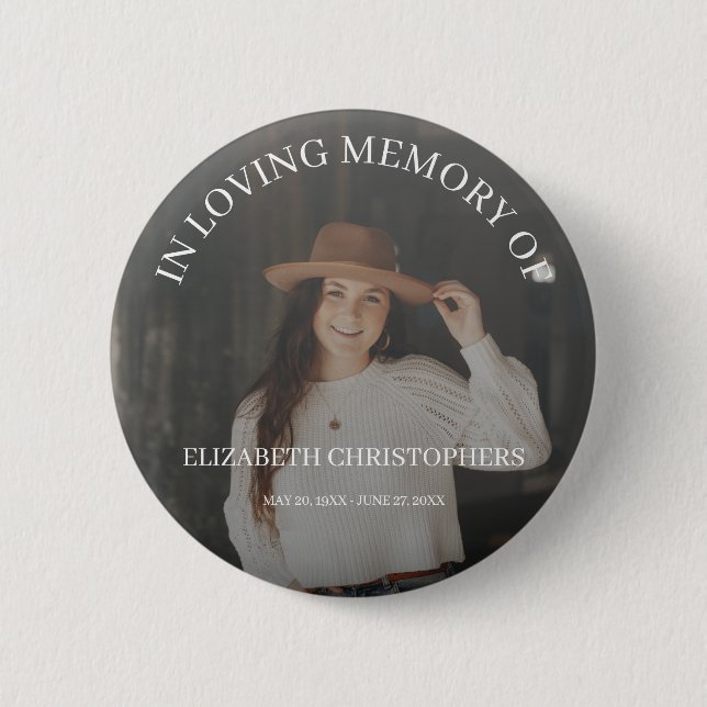 In Loving Memory Customized Photo Funeral Memorial Button (Front)