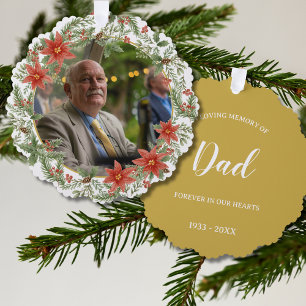 In Loving Memory Dad Picture Memorial Ornament Card
