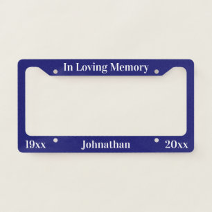 In Loving Memory Dark Blue & White In Memorial Of License Plate Frame