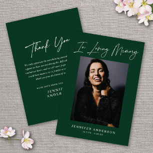 In Loving Memory Dark Green Memorial Photo Card