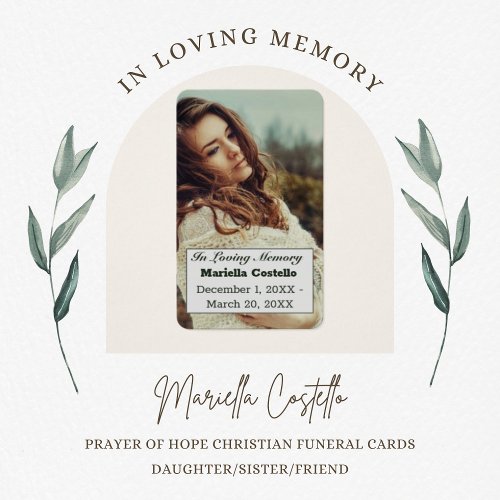 In Loving Memory Daughter Photo Prayer Card