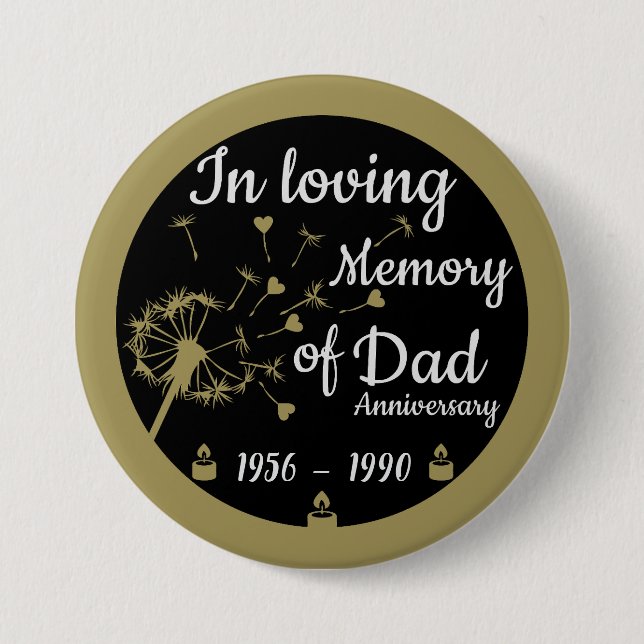 In loving Memory Death Anniversary Dad Button (Front)