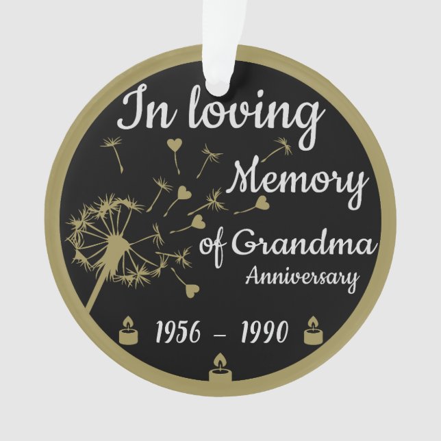 In loving Memory Death Anniversary Grandma Ornament (Front)